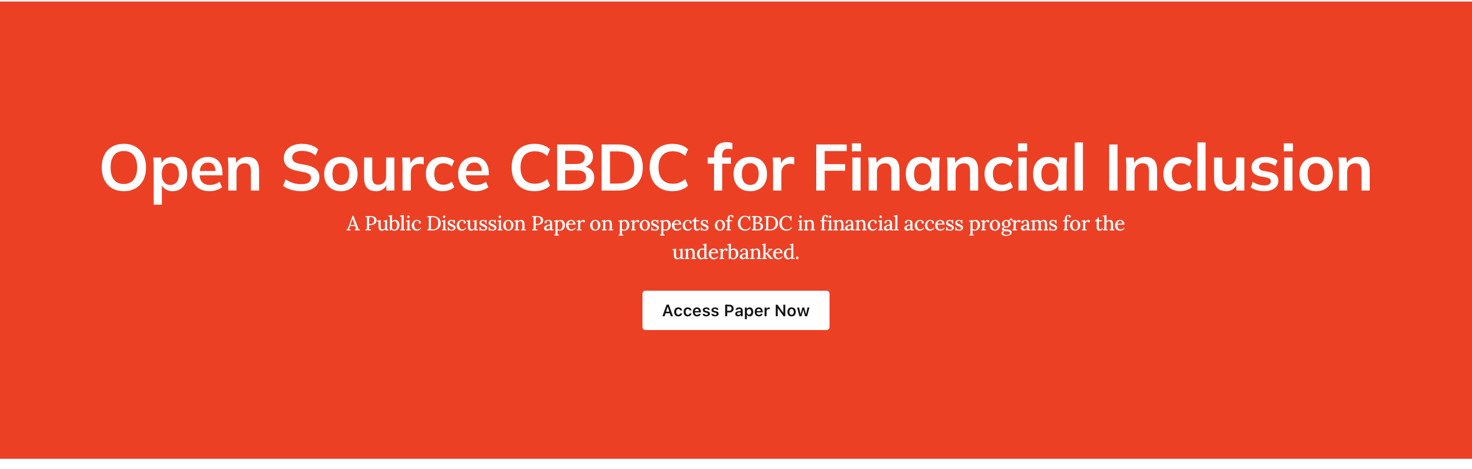 Open Source CBDC Public Discussion Paper